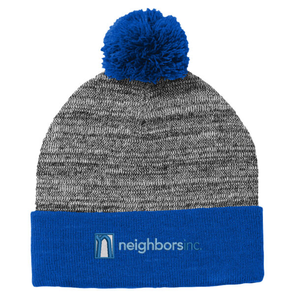Sport-Tek Heather Pom Pom beanie - Embroidered Logo Thumbnail