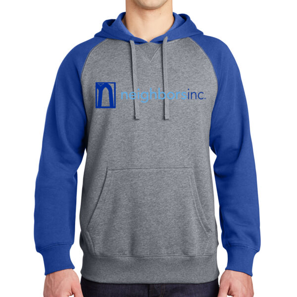 Sport-Tek Raglan Colorblock Pullover Hooded Sweatshirt - Printed Logo Thumbnail